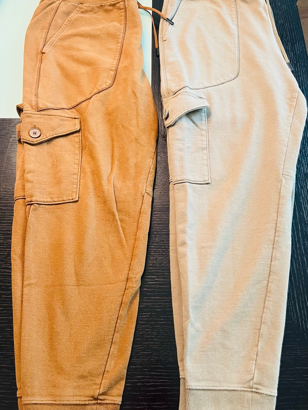 Men's Cargo Jogger Pants — Caramel and Light Beige